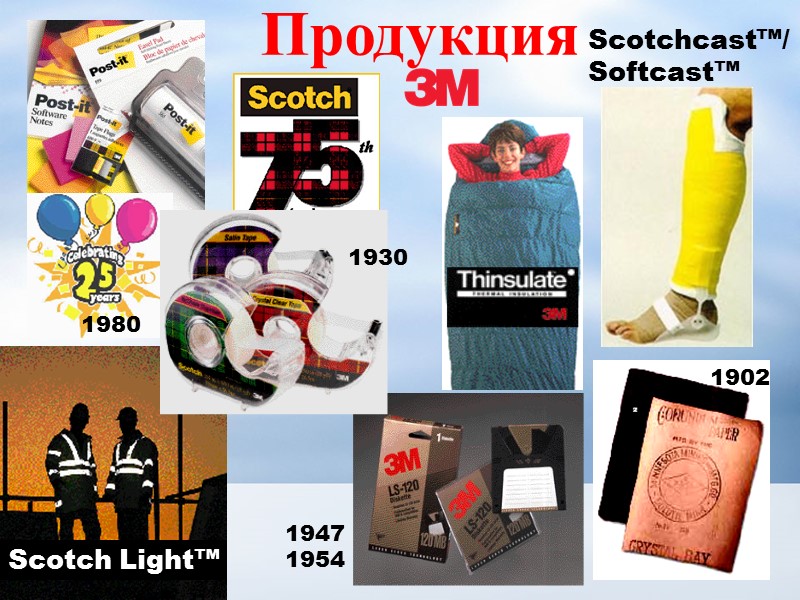 Продукция 1947  1954 1902 1980 Scotch Light™ 1930